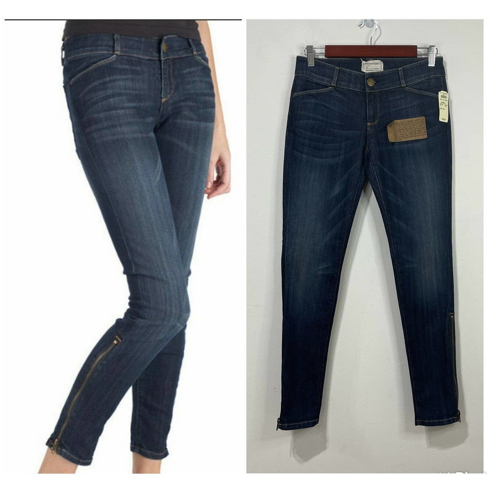 NWT Current/Elliot The Cropped Legging with Zip Jeans Size 26 Bluebird